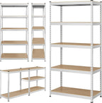 Yaheetech Storage Shelves 5 Tier Garage Shelving Heavy Duty Garage Shelves Adjustable Metal Shelving Unit Utility Rack Industrial Shelving for Warehouse Pantry Closet, 35.5″W × 17.5″D × 72″H, Silver