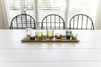 Creative Co-Op Wood Tray with 9 Green Glass Votive Holders
