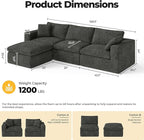 108.3" Cloud Sectional Couches for Living Room, L-Shape Couch with Ottoman, 3 Seater Modular Sectional Sofa with Deep Seats for Bedroom Office