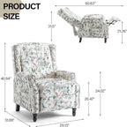 Recliner Chair, Upholstered Wingback Floral Pushback Armchair with Adjustable Backrest & Footrest, Comfy Accent Chair Reading Single Sofa for Small Spaces, Living Room, Bedroom