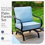 Sophia & William Patio Furniture Sets 5 Seats Outdoor Metal Conversation Sets 5 Pcs with 2 x Cushioned Swivel Sofa Chairs,1 x 3-Seat Sofa,2 x Ottomans for Coffee Lawn Backyard Poolside Blue