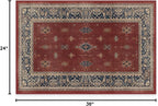 RUGGABLE Washable Vintage Area Rug – Verena Amber Red 2x3, Stain-Resistant, Non-Slip – Small Machine Washable Rugs for Living Room, Bedroom, Hallway, Entryway & Bathroom–with Cushioned Pad