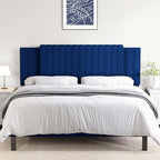 Upholstered Tufted Velvet Headboard, 3 in 1 Headboard for Full/Queen/King Size Bed, Height & Width Adjustable Head Board, Attach Frame, Study & Comfortable, Ideal for Bedroom, Dorm, Guest Room, Blue