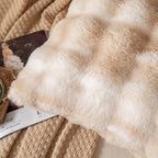 Pack of 2 Thick Plush Throw Pillow Covers Fluffy Wave Faux Fur Decorative Cushion Covers Soft Wool Pillowcase for Sofa Couch Livingroom 12x20 Inch White Beige