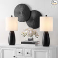 SAFAVIEH Lighting Collection Arlia Modern Black 24-inch Bedroom Living Room Home Office Desk Nightstand Table Lamp Set of 2 (LED Bulbs Included)