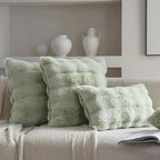 Neelvin Green Faux Fur Cozy Soft Double-Sided Decorative Throw Pillow Covers 12x20 inch Set of 2,Velvet Pillowcase Cushion Case for Sofa Couch