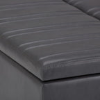 SIMPLIHOME Ellis 36 inch Wide Contemporary Square Coffee Table Storage Ottoman in Stone Grey Vegan Faux Leather, Assembled, For the Living Room and Bedroom