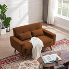 48.8" Small Loveseat Sofa, Mid Century Modern Love Seat Couch with Back Cushions and Plastic Legs, 2 Seater Couches for Living Room, Bedroom, Small Spaces, Orange
