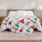 Berkshire Blanket Peanuts® VelvetLoft® Cute Character Snoopy Plush Blanket,Christmas Snowy Scene,Full/Queen 90 in x 90 in (Official Peanuts® Product)