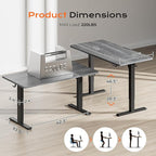 Huuger 55 x 28 Large Electric Standing Desk, Height Adjustable Desk, 27.6" Deep Desktop, Stand up Gaming Computer Office Desk with 2 Hooks, 3 Preset Heights, for Home Office, Grey