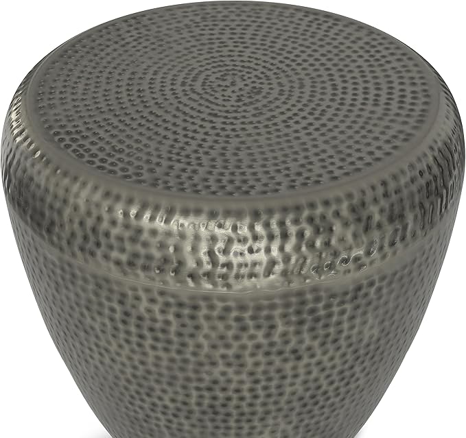 SIMPLIHOME Preston Modern Industrial 22 inch Wide Metal Metal Side Table in Antique Silver , Fully Assembled for the Living Room and Bedroom