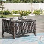 HUMMUH 5 Piece Outdoor Patio Furniture Set Wicker Conversation Bistro Set Swivel Rocking Chairs with Side Table and Ottomans for Backyard, Porch, Balcony