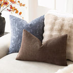Foindtower Pack of 2 Soft Textured Chenille Throw Decorative Pillow Covers Lumbar Accent Solid Cushion Cover Cozy Neutral Farmhouse Pillow Case for Couch Sofa Bedroom Living Room 12x20 Inch, Chocolate