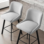 Swivel Bar Stools Set of 3, 30''H Upholstered Barstools with Backs, Modern Counter Height Bar Stool Chairs for Kitchen Island, Metal Legs, Fabric, Light Gray Counter Stools