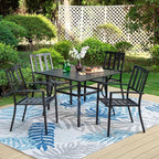 PHI VILLA 6 Pieces Patio Metal Dining Chairs, Outdoor Wroght Iron Seating Dining Chairs, Stackable Bistro Chair for Garden, Backyard, Lawn, Supports 300 lbs