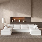 Cloud Couch Modular Sectional Sofa,160.6" Down Filled Sofa with Storage Ottoman,U Shaped Couch 6 Seater, White Convertible Sectional Sofa for Living Room,Covers Removable & Washable