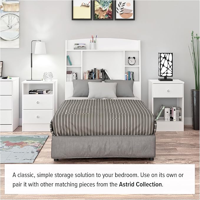 Prepac Astrid Simplistic 6-Drawer Tall Dresser for Bedroom, Functional Chest of Drawers with Acrylic Knobs, 16.5"D x 19.75"W x 50"H, Crystal White