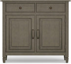 SIMPLIHOME Connaught 40-inch Wide Solid Wood Storage Cabinet in Farmhouse Grey for Entryway, Living Room, Organizer for Hats, Gloves, Shoes, Keys, Slim Design, Traditional Style