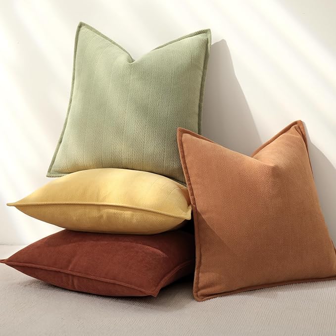 ZWJD Throw Pillow Covers 20x20 Set of 4 Chenille Pillow Covers with Elegant Design Soft and Luxurious Decorative Throw Pillows for Couch, Bed, and Home Decor
