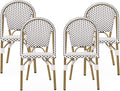 Christopher Knight Home Philomena Outdoor French Bistro Chair (Set of 4), Black + White + Bamboo Print Finish