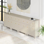 WAMPAT 4-in-1 Storage Cabinets for Living Room, 94.4" Sideboard with Drawers and Doors, Modern Beige Accent Cabinets with Adjustable Shelves for Dining Room, Hallway, Bedroom, 4 Packs