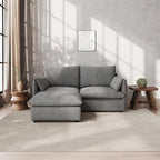 Waterproof Cloud Sectional Couches,High Backrest Down Filled Sofa for Living Room,Modular Sofas 2 Seater with Ottoman,Detachable Couch Covers,Dark Grey