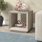 Henn&Hart 22" Modern Square Wooden End Table, Side Table, Nightstand with Open Display Shelf for Living Room, Office, Family Room, or Bedroom, Alder White