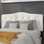 BizChair Arched Button Tufted Upholstered Full Size Headboard in White Fabric