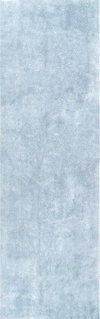 nuLOOM 2' x 8' Cozy Plush SuperiorWash Area Rug, Machine Washable, Non-Slip, Soft Fluffy Shag Carpet for Living Room Bedroom Kids Room Nursery Home Decor, Loni Light Blue