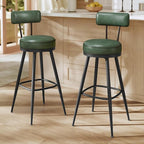 VASAGLE EKHO Collection - Bar Stools Set of 2, Swivel Bar Height Bar Stools with Back, Synthetic Leather with Stitching, Mid-Century Modern, 30-Inch Tall Barstools for Kitchen Home Bar, Forest Green