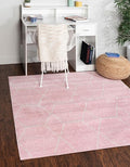Unique Loom Trellis Frieze Collection Area Rug - Geometric (3' Square, Light Pink/ Ivory)