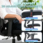 Ergonomic Office Chair with Adjustable Headrest & 3D Armrests, High Back Mesh Desk Chair with Lumbar Support, Reclining Lock 97°-125°, Swivel Computer Task Chair for Home Office, 300 LBS