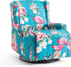 UIXE Swivel Rocker Manual Recliner Chair, Wingback Swivel Glider Fabric Nursery Reclining Sofa Chair, High Back Upholstered Arm Chair for Living Room Bedroom - Peacock Blue