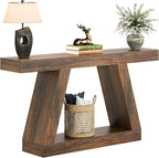 Tribesigns Farmhouse Console Table, 55-Inch Rustic Sofa Table with Storage, Industrial Wooden Entryway Table for Hallway, Living Room, Dark Brown