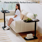 FLEXISPOT Adjustable C Table with Wheels, Mobile Snack Side End Table Sofa Couch Bedside Table Laptop Cart TV Tray Night Stand Small Space Side Table(23.6" W x 13.8" D,Black)