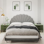 Queen Size Headboard Only, Petal Wall Mount Headboard Queen/Full Size for Adjustable Bed Velvet Upholstered Head Board Easy Assembly, Gray