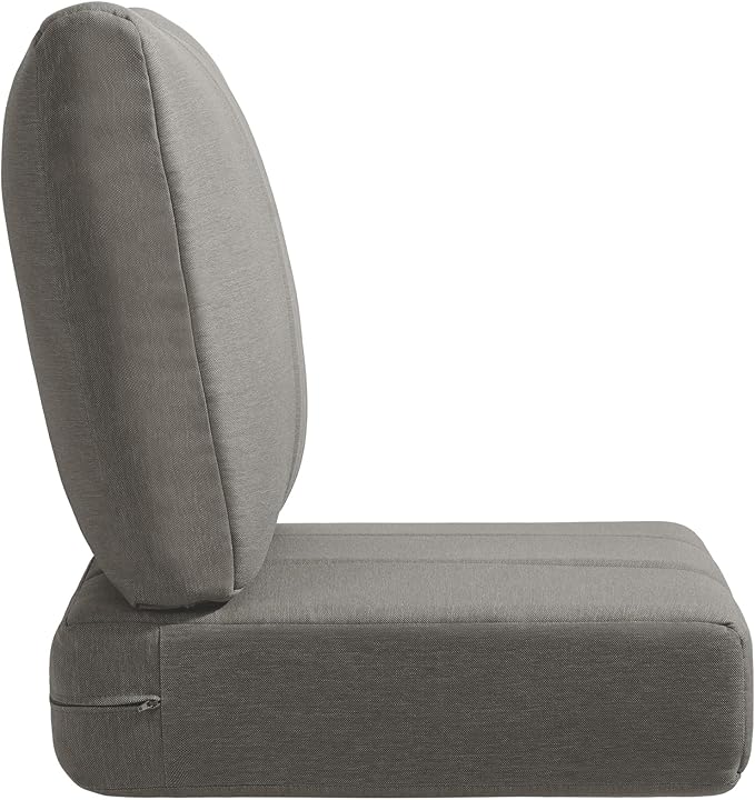 Luxury 24x24x6 Inch Kitty Outdoor Seat Cushions - Set of 2 Water Resistant Patio Chair Comfortable Cushion for Rattan Dining Rocker Glider Chairs Loveseat Couch Sectional Sofa - Grey