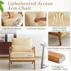 VINGLI Upgraded Premium Corduroy Accent Chairs Set of 2,Upholstered Arm Chair,Solid Wood Comfy Reading Chair with Lumbar Pillow, Mid Century Modern Chairs for Living Room,Bedroom,Dark Beige