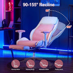 Ergonomic Home Office Chair with Footrest,Modern Faux Leather Reclining Chair,High Back Video Game Executive Computer Chairs with Adjustable Armrest & Lumbar Support,360°Swivel (Pink)