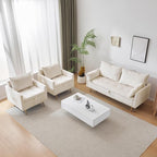 Furnimart 2-Seater Storage Loveseat Sofa for Small Spaces, 62“ Corduroy Small Couch with Removable Cushion Cover and Gold Leg for Bedroom, Apartment, Tiny Homes and Lofts, Beige