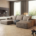 108" Sectional Couches for Living Room Modern Modular Sofa with L-Shape Couchs Upholstered Boneless Couch Deep Seat Sectional Couch with Chaise (Camel, Left Facing Chaise+2Seaters+1Ottoman)