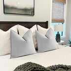 ZWJD Light Gray Pillow Covers 22x22 Set of 2 Chenille Throw Pillow Covers with Elegant Design Soft and Luxurious Decorative Throw Pillows for Couch, Bed, and Home Decor