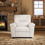Morden Fort Faux Leather Chairs Set of 2, Modern Luxury Leather Sofa Chair Easy Clean Skin-Friendly Leather Accent Arm Chairs for Living Room Apartment Office Lounge Comfy Reading, White