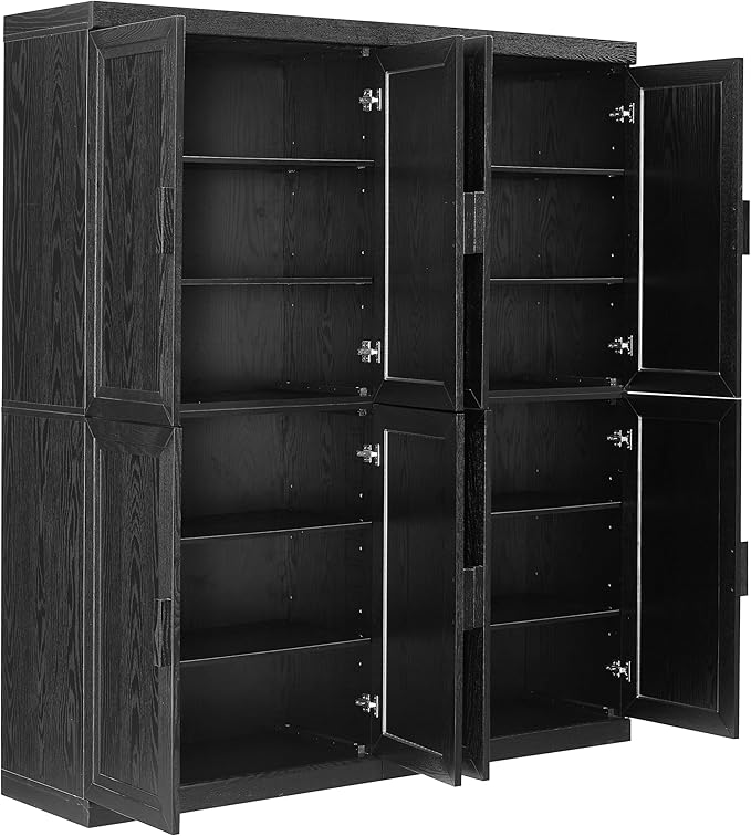 Crosley Furniture Essen 2-Piece Kitchen Pantry Storage Cabinet Set, Living Room, Bathroom, Entryway, Black