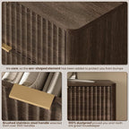 43'' Hight 5 Drawers Dresser for Bedroom,Modern Fluted Vertical Chest with Rounded Corners,Fluted Dresser for Living Room,Hallway, Walnut