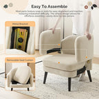 VINGLI 30.3" Wide Modern Barrel Accent Armchair with Track Armrest, Solid Wooden Legs, Comfy Upholstered Club Chair, Round Single Home Sofa for Living Room, Bedroom, Reading Room, Corduroy Beige