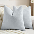FUTEI Light Blue Chenille Decorative Throw Pillow Covers 24x24 Inch Set of 2,Soft Cozy Striped Geometric Patterns European Cushion Cases,Modern Home Decor for Couch Bed Living Room