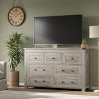 7-Drawer Dresser, Modern Wooden Storage Chest of Drawers, Dresser TV Stand, Wood Drawer Organizer with Metal Handles for Bedroom, Living Room, Hallway