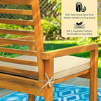 Tranquillo Solara Acacia Wood Outdoor Chair Set of 2 with Cushions – 500lbs Capacity, Weather-Resistant Patio Chairs for Garden, Deck, or Porch