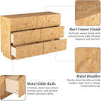 Modern 6 Drawer Dresser with Burl Finish, Wide Wood Chest of Drawers Clothes Organizer, Stylish Large Storage Cabinet for Bedroom or Entryway